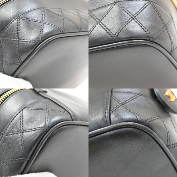 CHANEL CC Logo Bicolore Vanity Hand Bag Leather Black GHW Vintage 70KB285 - Picture 7 of 15